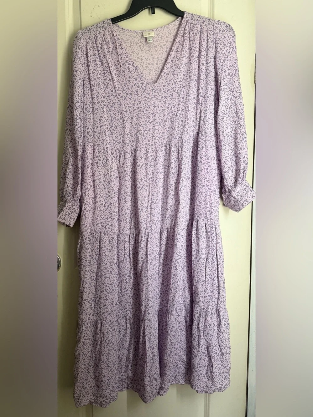a new day rayon Lilac Floral print V‑Neck Maxi Dress lightweight boho summer - Picture 2 of 12